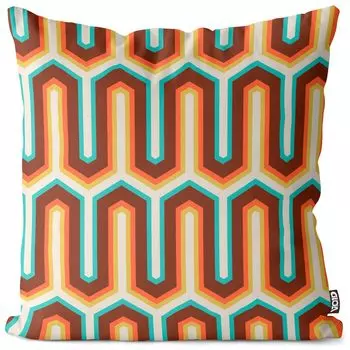 VOID Ретро-графика Винтаж 50-е 60-е годы Чехол на подушку Полиэстер Водонепроницаемая подушка для улицы и дома Размер: 60 x 60 см