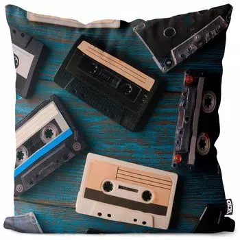 VOID Ретро кассетный музыкальный чехол для подушки из полиэстера Водонепроницаемая подушка для улицы и дома Размер: 80 x 80 см
