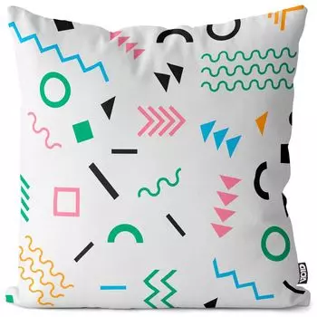 VOID Ретро Винтажный узор 80-х 90-х годов Черный чехол для подушки Полиэстер Водонепроницаемая подушка для улицы и дома Размер: 80 x 80 см