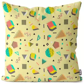VOID Ретро Винтажный узор 80-х 90-х годов Зигзагообразный чехол для подушки Полиэстер Водонепроницаемая подушка для улицы и дома Размер: 60 x 60 см
