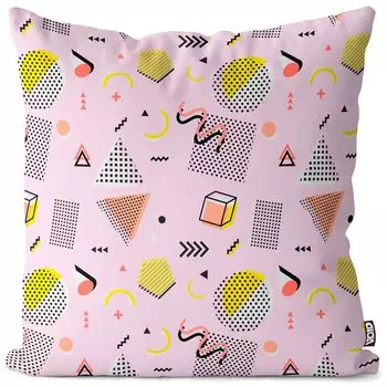 VOID Ретро Винтажный узор 80-х 90-х годов Желтый чехол для подушки Полиэстер Водонепроницаемая подушка для улицы и дома Размер: 80 x 80 см