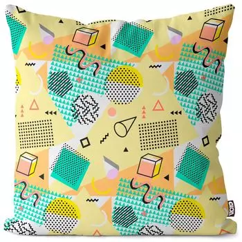 VOID Ретро Винтажный узор 80-х 90-х годов Белый чехол для подушки Полиэстер Водонепроницаемая подушка для улицы и дома Размер: 80 x 80 см