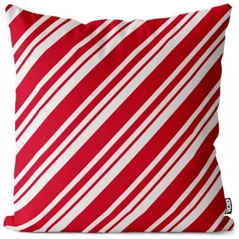 VOID Рождественские полосы красный белый чехол на подушку чехол из полиэстера водонепроницаемый для улицы и дома, размер подушки: 80 x 80 см