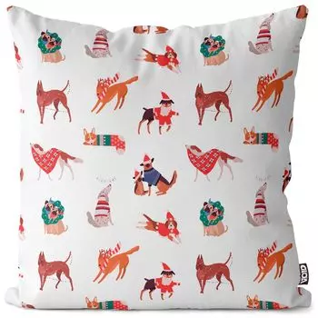 VOID Рождественские собаки Санта-Клаус Чехол на подушку Полиэстер Водонепроницаемая подушка для улицы и дома Размер: 60 x 60 см