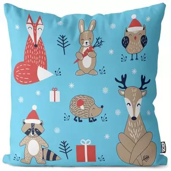 VOID Рождественские животные Детский чехол на подушку Полиэстер Водонепроницаемая подушка для улицы и дома Размер: 80 x 80 см