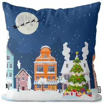 VOID Рождественский рынок Чехол для подушки Санта-Клауса Полиэстер Водонепроницаемая подушка для улицы и дома Размер: 80 x 80 см