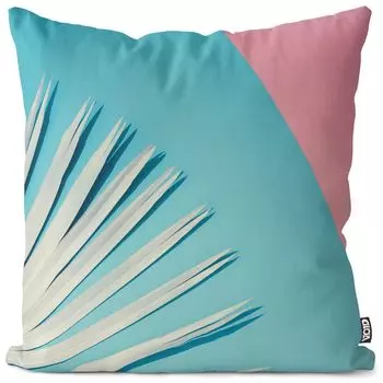 VOID Розовые бирюзовые пальмы Чехол на подушку Полиэстер Водонепроницаемая подушка для улицы и дома Размер: 80 x 80 см, мультиколор