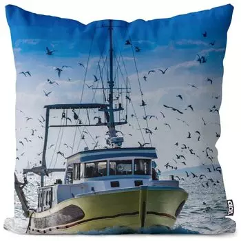 VOID Рыболовная лодка Траулер Чехол Полиэстер Водонепроницаемая подушка для улицы и дома Размер: 80 x 80 см