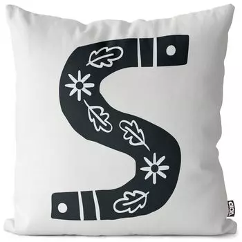 VOID S буквы натуральный чехол для подушки чехол для подушки из полиэстера водонепроницаемый для улицы в помещении, размер подушки: 80 x 80 см