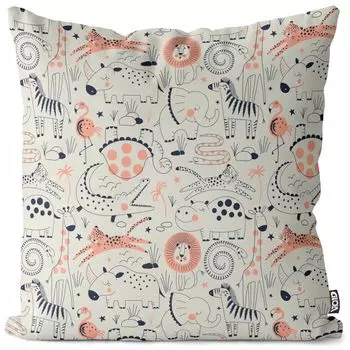 VOID Safari Детская наволочка с изображением животных Полиэстер Водонепроницаемая подушка для улицы и дома Размер: 80 x 80 см