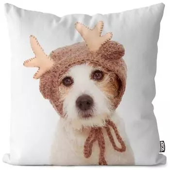 VOID Шапка для собаки с рогами северного оленя. Чехол на подушку из полиэстера. Водонепроницаемая подушка для улицы и дома. Размер: 80 x 80 см.