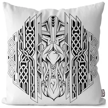 VOID Шлем Викинга Руны Чехол на подушку Полиэстер Водонепроницаемая подушка для улицы и дома Размер: 80 x 80 см