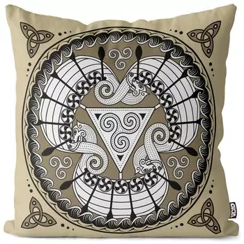 VOID Символ викинга Герб Корабли Чехол на подушку Полиэстер Водонепроницаемая подушка для улицы и дома Размер: 80 x 80 см