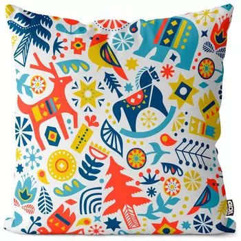VOID Скандинавский рождественский узор Игрушечный чехол для подушки Чехол для подушки Полиэстер Водонепроницаемая подушка для улицы и дома Размер: 60 x 60 см