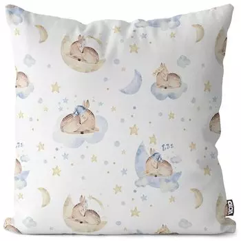 VOID Sleep well, чехол для подушки с оленем, чехол для подушки, полиэстер, водонепроницаемый, для улицы и дома, размер подушки: 60 x 60 см