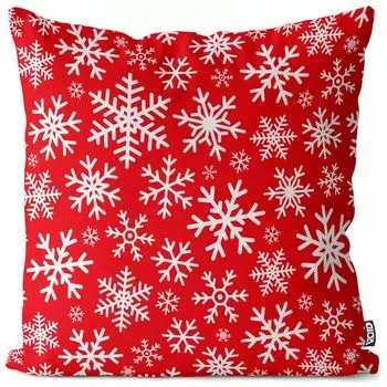 VOID Снежинки Белый Красный Чехол на подушку Полиэстер Водонепроницаемая подушка для улицы и дома Размер: 80 x 80 см