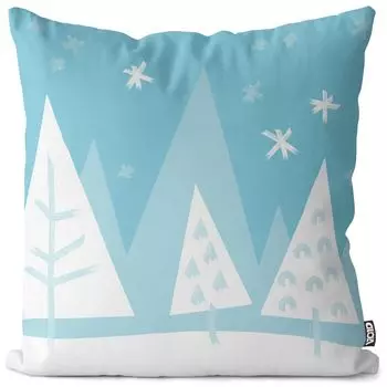 VOID Снежный пейзаж Деревья Чехол на подушку Полиэстер Водонепроницаемая подушка для улицы и дома Размер: 80 x 80 см