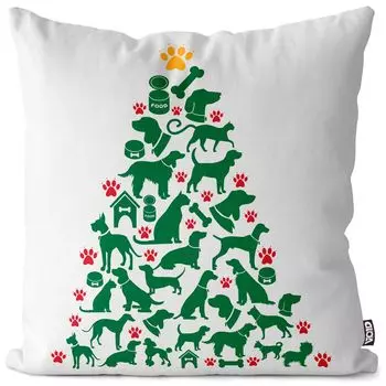 VOID Собака и кошка Рождественская елка Чехол Полиэстер Водонепроницаемая подушка для улицы и дома Размер: 60 x 60 см
