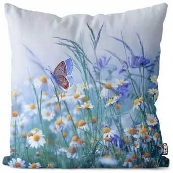 VOID Spring Meadow Butterfly Чехлы для подушек Полиэстер Водонепроницаемая подушка для улицы и дома Размер: 80 x 80 см
