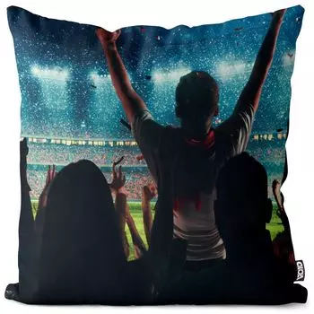 VOID Стадион Футбольные болельщики Чехол для футбольной подушки Полиэстер Водонепроницаемая подушка для улицы и помещения Размер: 60 x 60 см