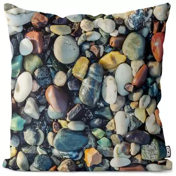 VOID Stone Beach Красочная галька Чехол на подушку Полиэстер Водонепроницаемая подушка для улицы и дома Размер: 80 x 80 см