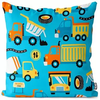 VOID Строительная техника Игрушки Детский чехол на подушку Полиэстер Водонепроницаемая подушка для улицы и дома Размер: 60 x 60 см