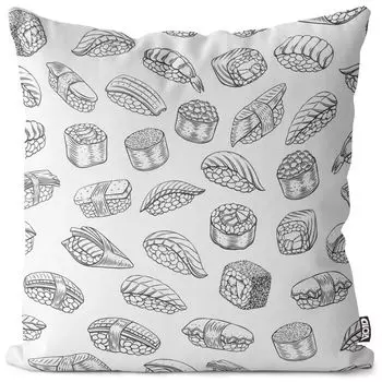 VOID Суши Роллы Чехол для подушки с графикой Полиэстер Водонепроницаемая подушка для улицы и дома Размер: 80 x 80 см