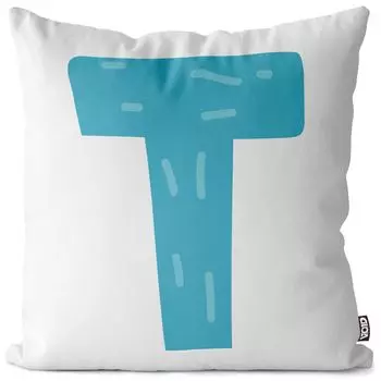 VOID T Буква алфавита Имя Чехол на подушку Полиэстер Водонепроницаемая подушка для улицы и дома Размер: 60 x 60 см