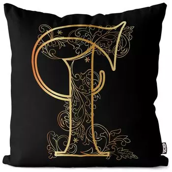VOID T Буква Цветочный винтажный чехол для подушки Полиэстер Водонепроницаемая подушка для улицы и дома Размер: 60 x 60 см