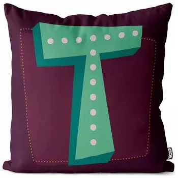 VOID T буквы винтажные инициалы чехол на подушку чехол на подушку из полиэстера водонепроницаемый для улицы и дома, размер подушки: 80 x 80 см