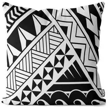 VOID Tribals Черно-белый чехол для подушки Полиэстер Водонепроницаемая подушка для улицы и дома Размер: 60 x 60 см