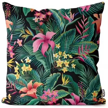 VOID Тропический лес Пальмы Цветы Чехол на подушку Полиэстер Водонепроницаемая подушка для улицы и дома Размер: 80 x 80 см