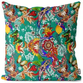 VOID Тропический лес с узором Пейсли Чехол на подушку Полиэстер Водонепроницаемая подушка для улицы и дома Размер: 60 x 60 см