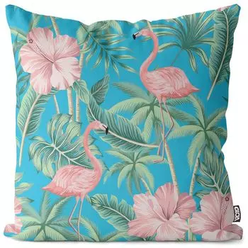 VOID Тропики Фламинго Пальмы Чехол на подушку Полиэстер Водонепроницаемая подушка для улицы и дома Размер: 60 x 60 см