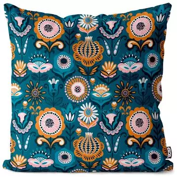 VOID Тюльпаны Цветочный узор Чехол на подушку Полиэстер Водонепроницаемая подушка для улицы и дома Размер: 80 x 80 см