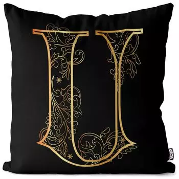 VOID U Буква Цветочный винтажный чехол для подушки Полиэстер Водонепроницаемая подушка для улицы и дома Размер: 60 x 60 см