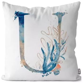 VOID U буквы шрифт имя наволочка чехол на подушку чехол из полиэстера водонепроницаемый для улицы в помещении, размер подушки: 60 x 60 см