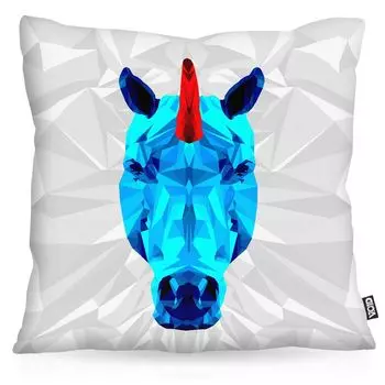 VOID Unicorn Polygon Чехол для подушки с единорогом Чехол для подушки Уличная домашняя подушка с животными, Размер подушки: 80 x 80 см, Цвет подушки: Белый