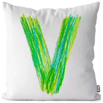 VOID V буква имени цветной карандаш чехол на подушку чехол из полиэстера водонепроницаемый для улицы в помещении, размер подушки: 80 x 80 см
