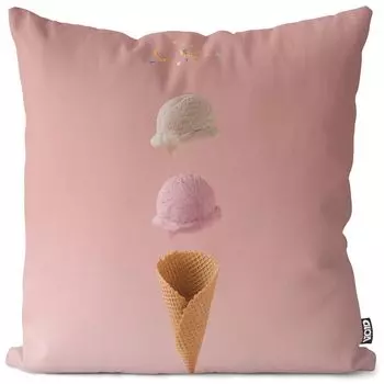 VOID Вафельное мороженое Розовый чехол на подушку Полиэстер Водонепроницаемая подушка для улицы и дома Размер: 60 x 60 см