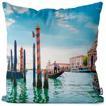 VOID Венецианский канал Италия Чехол на подушку Полиэстер Водонепроницаемая подушка для улицы и дома Размер: 80 x 80 см