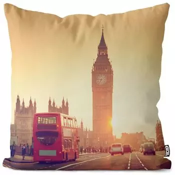 VOID Вестминстерский мост Лондон Чехол на подушку Полиэстер Водонепроницаемая подушка для улицы и дома Размер: 80 x 80 см