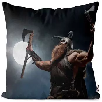 VOID Viking Warrior Moon Чехол на подушку Полиэстер Водонепроницаемая подушка для улицы и дома Размер: 60 x 60 см