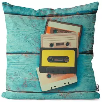 VOID Винтаж Кассетная музыкальная подушка Чехол Полиэстер Водонепроницаемая подушка для улицы и дома Размер: 80 x 80 см