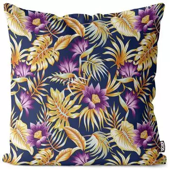 VOID Винтажные пальмовые листья Чехол на подушку из гибискуса Полиэстер Водонепроницаемая подушка для улицы и дома Размер: 60 x 60 см
