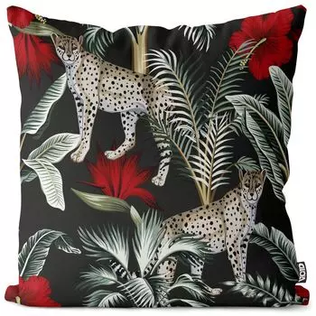 VOID Винтажный леопардовый чехол для подушки с тропическим лесом, полиэстер, водонепроницаемая подушка для улицы и дома. Размер: 60 x 60 см.