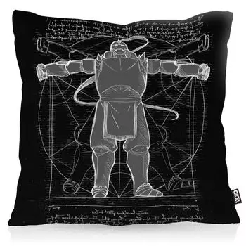VOID Vitruvian Alfred чехол для подушки из полиэстера водонепроницаемый уличный алхимик аниме манга Япония полностью металлический, размер подушки: 80 x 80 см, цвет подушки: черный
