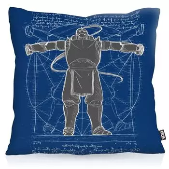 VOID Vitruvian Alfred чехол на подушку чехол из полиэстера водонепроницаемый уличный алхимик аниме манга Япония полностью металлический, размер подушки: 60 x 60 см, цвет подушки: синий