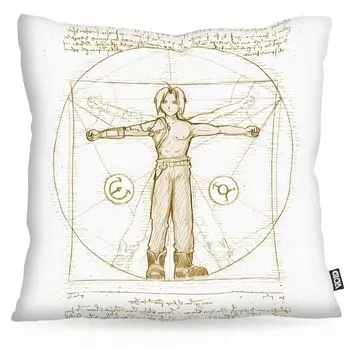 VOID Vitruvian Edward чехол для подушки чехол для подушки из полиэстера водонепроницаемый уличный алхимик аниме манга Япония полностью металлический, размер подушки: 60 x 60 см, цвет подушки: белый