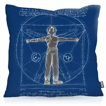 VOID Vitruvian Edward Чехол на подушку из полиэстера водонепроницаемый уличный алхимик аниме манга Япония полностью металлический, размер подушки: 80 x 80 см, цвет подушки: синий